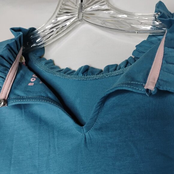 Boden Top Blouse NEW Supersoft Ruffle Cotton Tencel Feminine Comfy Work Teal 10 - Picture 8 of 16
